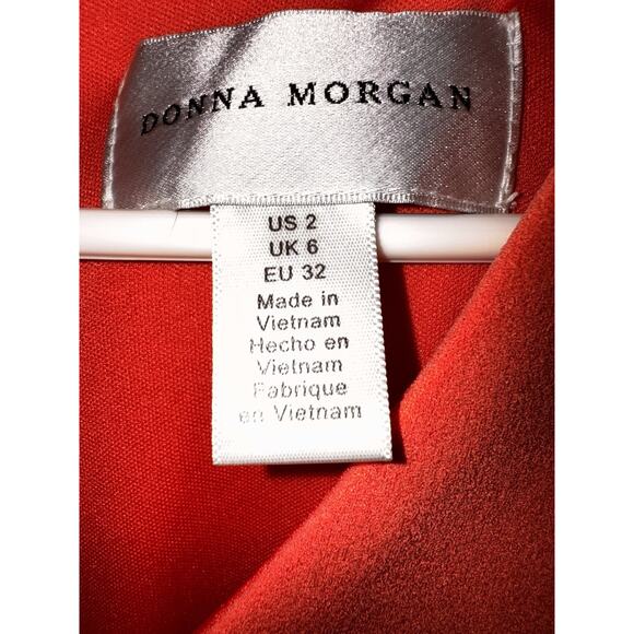 Donna Degnan Red V-neck Bell Sleeve Lined Mini Dress Size 2 - Picture 2 of 7